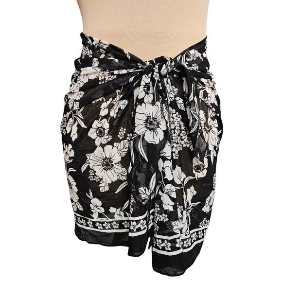 Lands' End Pants - Lands' End Swimsuit Skirt Wrap Floral Black White Large Resort Travel Serong